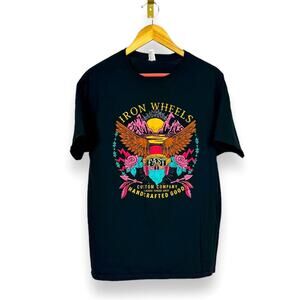 Men’s Iron wheels Moto theme graphic tee size Large